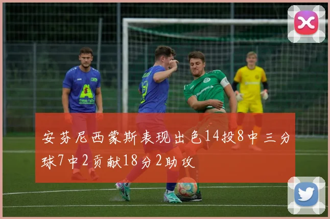 安芬尼西蒙斯表现出色14投8中三分球7中2贡献18分2助攻